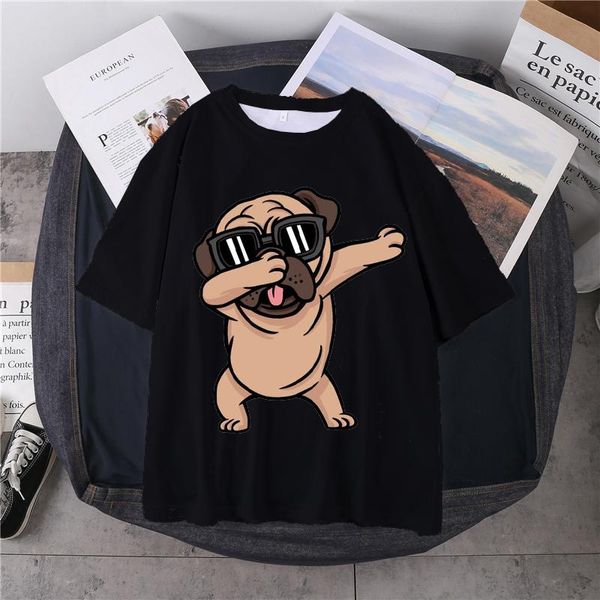 

summer fashion cartoon cute print t-shirt short sleeve round neck soft women's, White