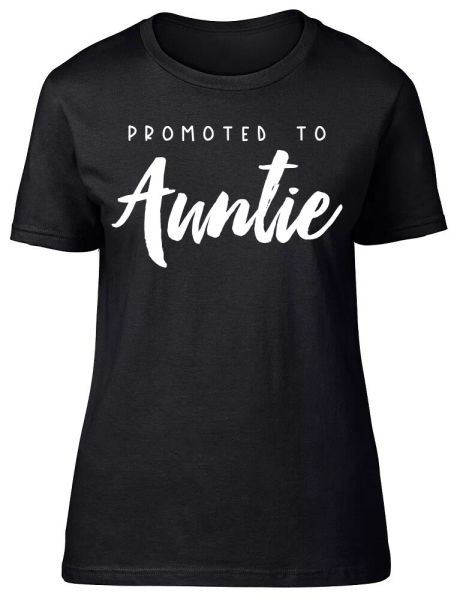 

promoted to auntie fitted womens ladies t shirt, White;black