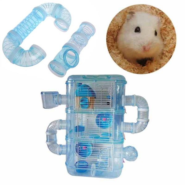 

small animal supplies 2pcs hamsters cage external sports tube u-type plastic pipe hamster toy tunnel toys accessorie
