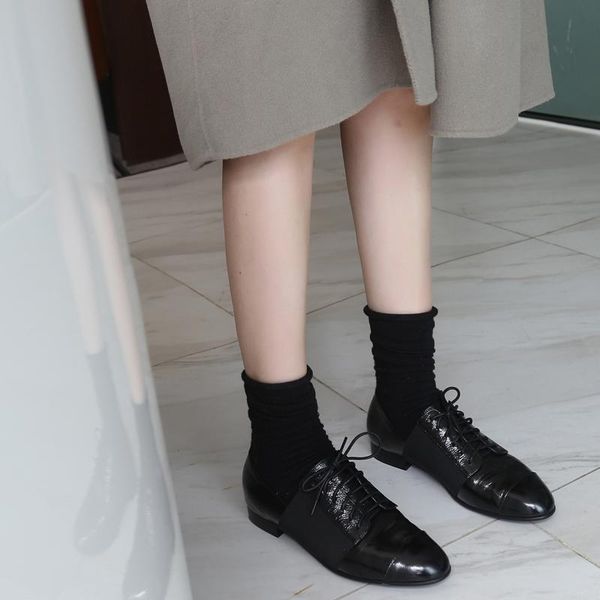 

genuine leather women's shoes office ladies low heels wedding party pumps large size 34-40 dress, Black