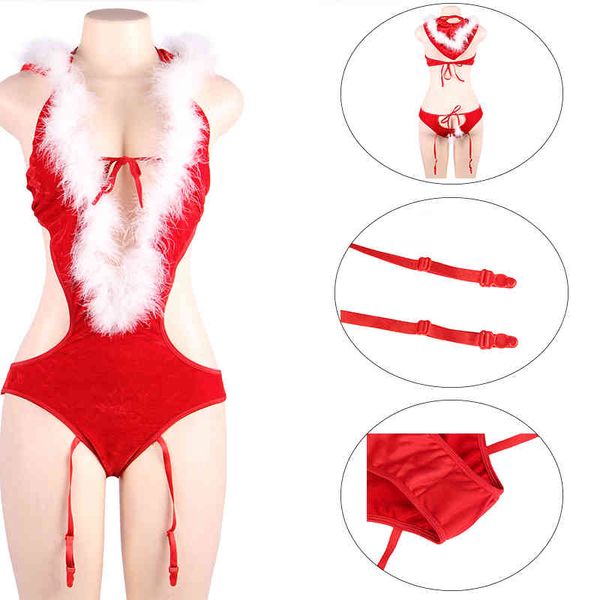 

christmas teddies bodysuit lingerie deep v-ne baless tenu erotique exotic apparel tights catsuit s9061, Black;white