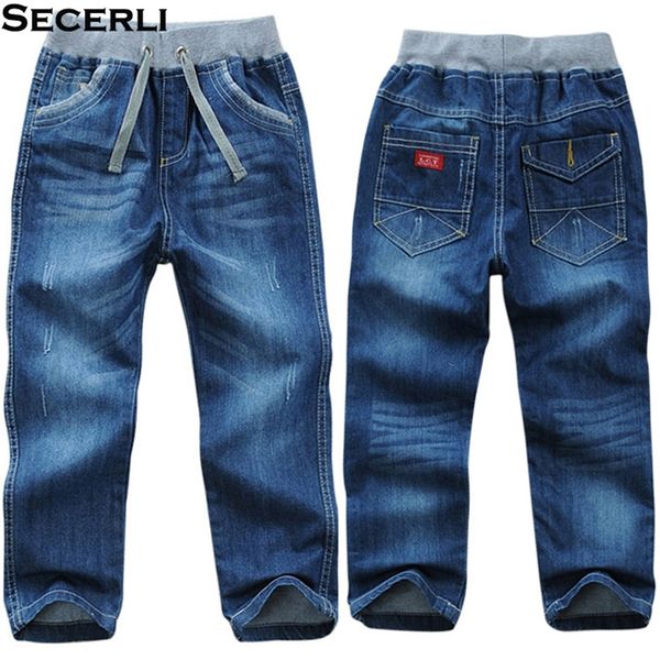

cotton kids boys pants trousers 2 to 14 y children jeans denim spring autumn casual elastic waist 220222, Blue