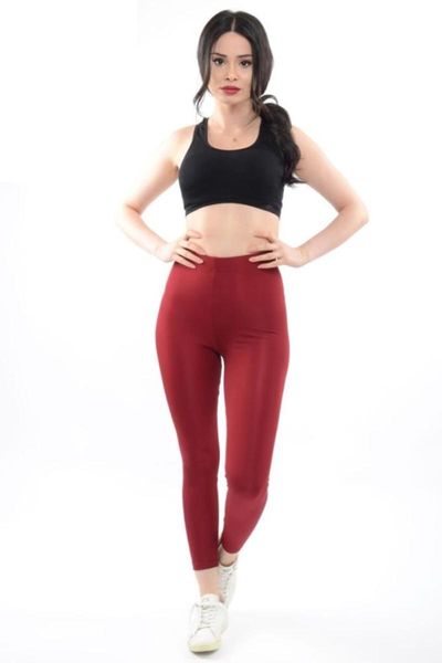 

women's leggings burgundy shiny high waist slimming disco u100, Black