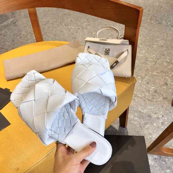 

80% off shoes shoes woman plaited sandals new designer women genuine leather weaving flat lady luxury fashion slippers outside, Black