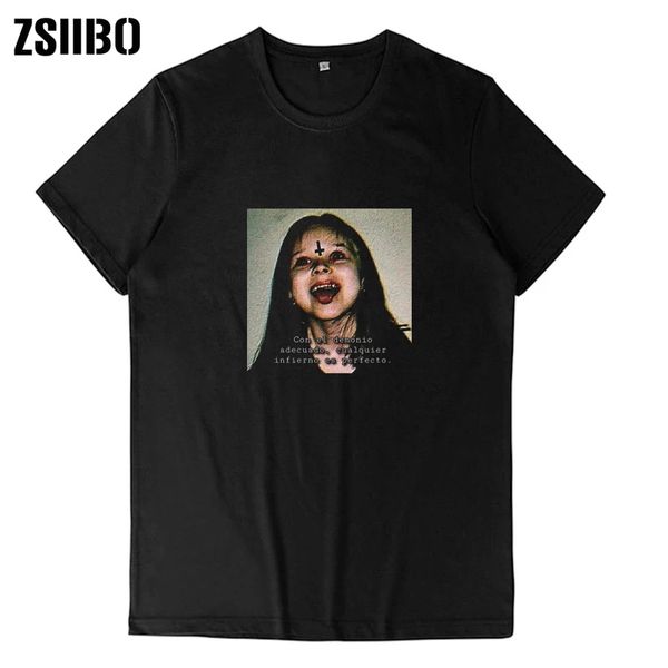 

fashion spring male t-shirts black funny streetwear harajuku spooky demon casual tshirt scream tee shirt homme summer top, White;black