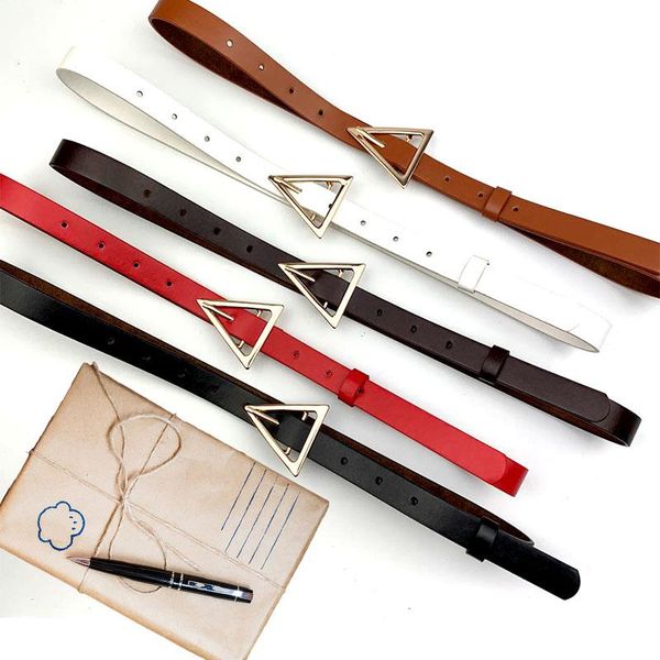 

belts women casual pu leather vintage belt ladies golden triangle buckle women's trousers waistband western style, Black;brown