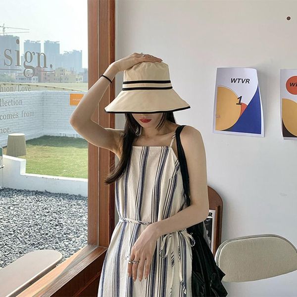 

wide brim hats fashion casual bucket hat summer fisherman outdoor women panama cap lady girls beach sun caps female gorro pescador, Blue;gray