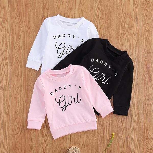 

0 3y daddy toddler baby girls sweatshirt letter print long sleeve hoodies autumn kids outwear 3 colors, Black