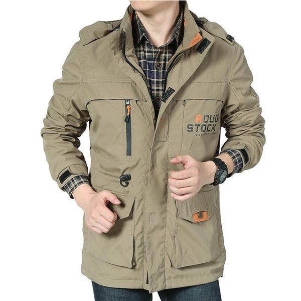 

men's jackets 2021spring and autumn jacket mid-length casual loose hooded large size for men fashion mens clothing, Black;brown