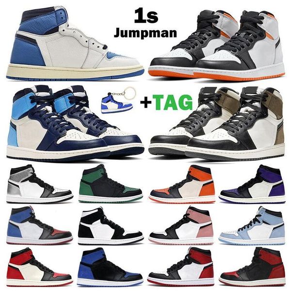 

men women basketball shoes jumpman 1s high og 1 military blue electro orange unc patent court purple chicago obsidian mens sports sneakers