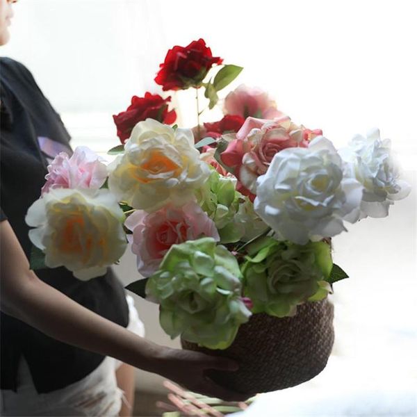 

11pcs fake short stem rose (3 stemss/piece) 23.62" length simulation melaleuca roses for wedding home artificial flowers decorative & w