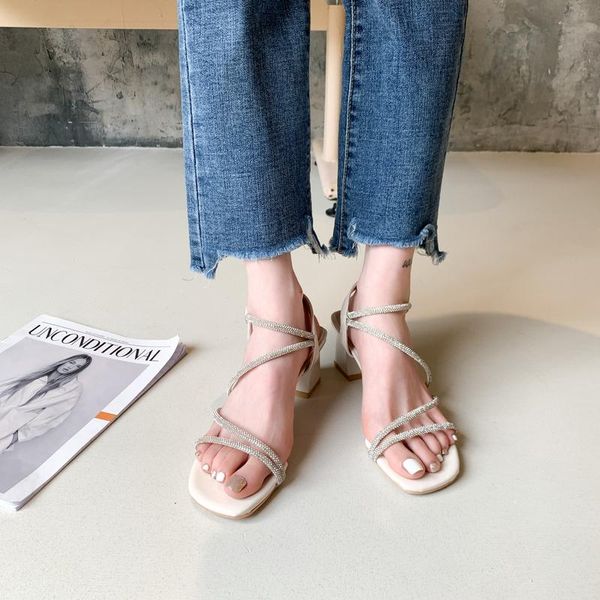 

sandals all-match comfort shoes for women clear heels 2021 summer female sandal med buckle strap girls medium high beige casual basi, Black