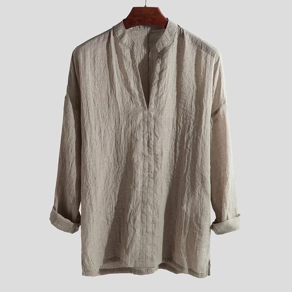 

men's casual shirts 2021 fashion cotton linen shirt men long sleeve oversize style mens plus size tees, White;black