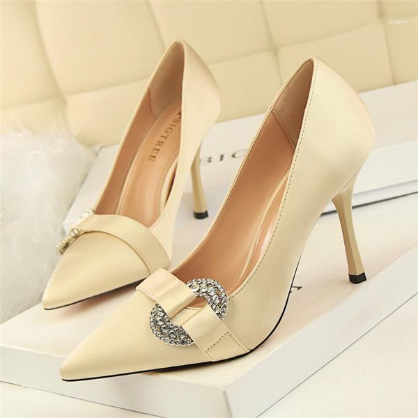 

dress shoes crystal rhinestone heels women silk luxury pumps office stiletto extreme high11, Black