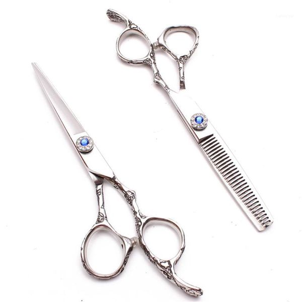 

5.5 inch 16cm 440c engraving haircut set hairdressing scissors thinning cutting shears plum handle hair1