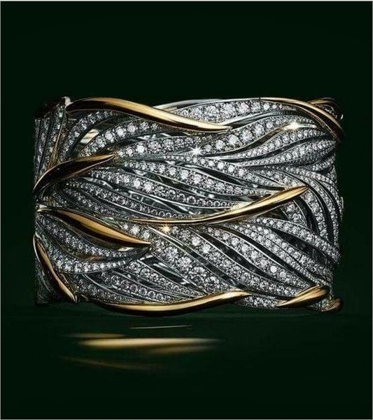

copper alloy acrylic shining double color fashion luxury jewelry wedding/engagement size 11 rings for women wholesale wedding, Slivery;golden