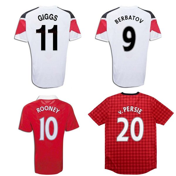 

10 11 12 13 rooney retro jerseys giggs soccer jersey 2010 2011 2012 2013 v.persie football shirt owen nani chicharito maillot de foot, Black;yellow