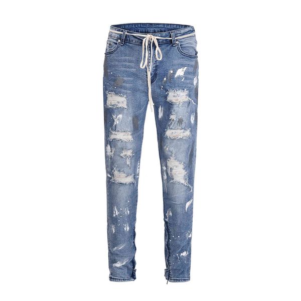 

men's jeans pyjtrl jeans and straight fashion tall autumn leg for babies with tears of paint r8dy, Blue