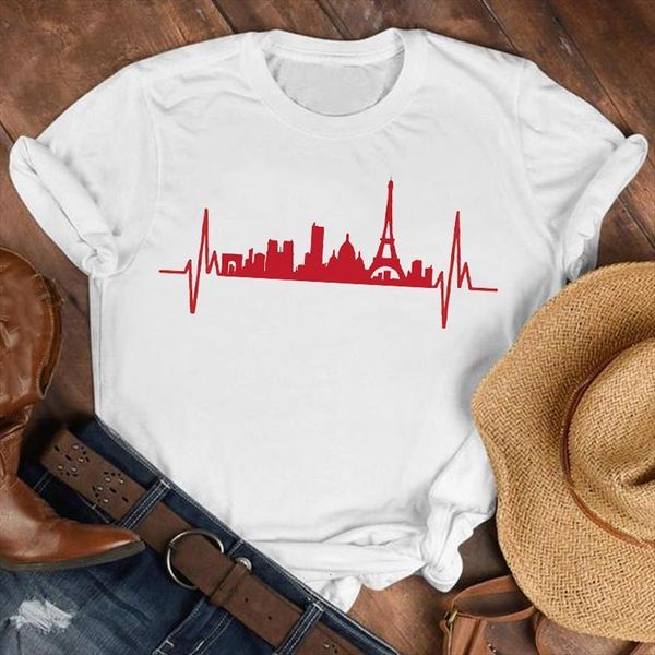

girl city printing style love women t shirt 90s fashion clothes print tee womens graphic, White