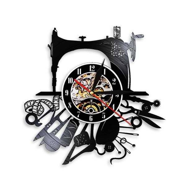 

wall clocks vintage nostalgic home sewing machine clothes cutting record hanging clock furniture creative decoration