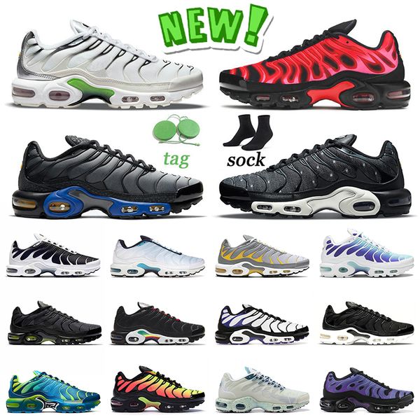 

2022 new running shoes tn plus tuned se mens women sneakers neon green university red kiss oreo sky blue white bleached aqua black volt spor