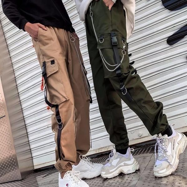 

women's pants & capris cool autumn winter women streetwear retro black harajuku punk trousers casual high waist straight females, Black;white