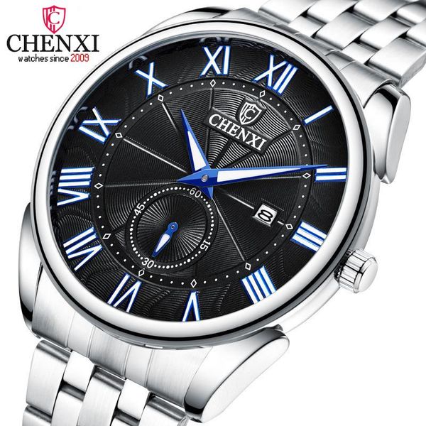 

wristwatches chenxi mens watches stainless steel quartz watch men waterproof casual sport male wrist relogio masculino, Slivery;brown