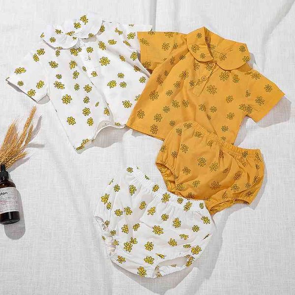 

baby girl clothing outfit infant girls set cotton t-shirt+pp shorts summer toddler clothes suit 210429, White