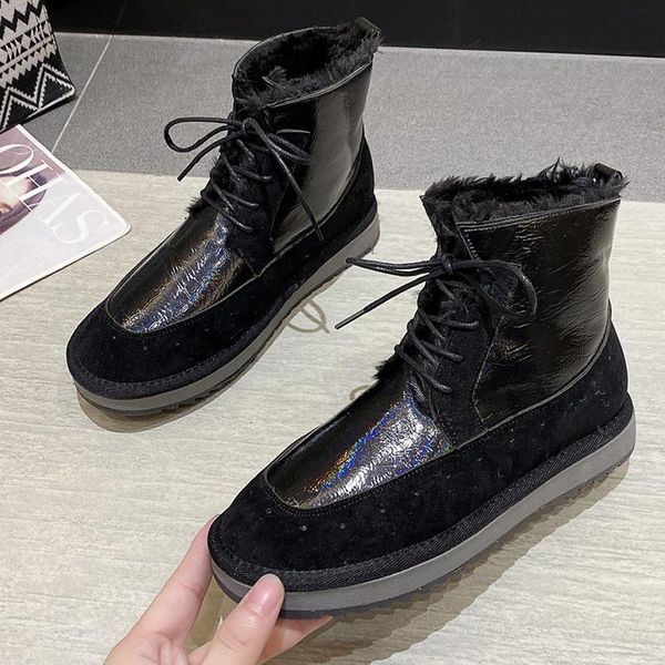 

boots 2021 winter women snow plush shoes ankle fashion black warm fur