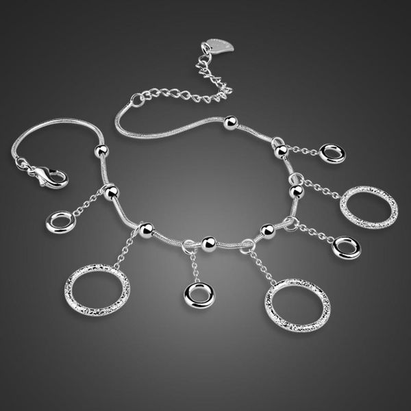 

anklets simple 925 sterling silver female barefoot crochet sandals foot jewelry on ankle bracelets for women leg chain, Red;blue