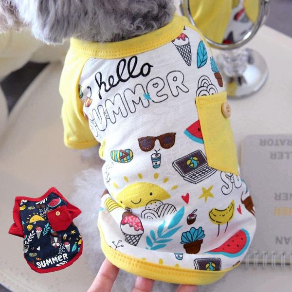 

dog apparel summer fruit cute red shirt beach casual pet travel blouse with short sleeve small animal cat coat yorkshire chihuahua