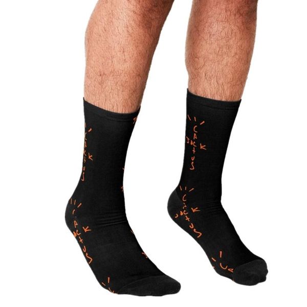 

men's socks 2021 funny travis scomen's orange pattern printed rock hip hop men happy boys street style crazy for, Black