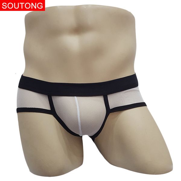 

soutong men's triangle underwear low waist u convex small flat angle, Black;white