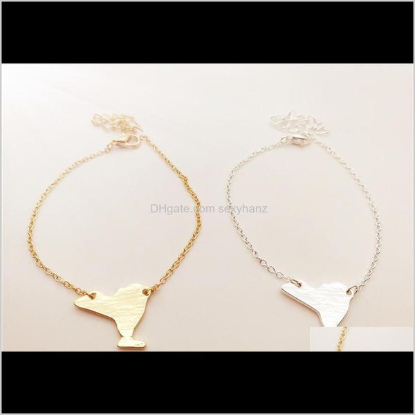 

charm jewelry drop delivery 2021 10pcs- b060 york bracelet cute outline ny america usa state map bracelets for hometown souvenir gifts sfo, Golden;silver