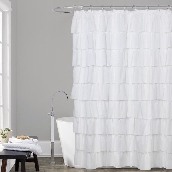 

shower curtains ruffles bathroom curtain waterproof modern white bathtub