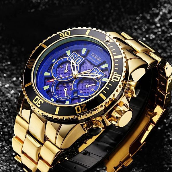 

temeite men's watches luxury golden watch men big quartz business wristwatch waterproof for relogio masculino wristwatches, Slivery;brown