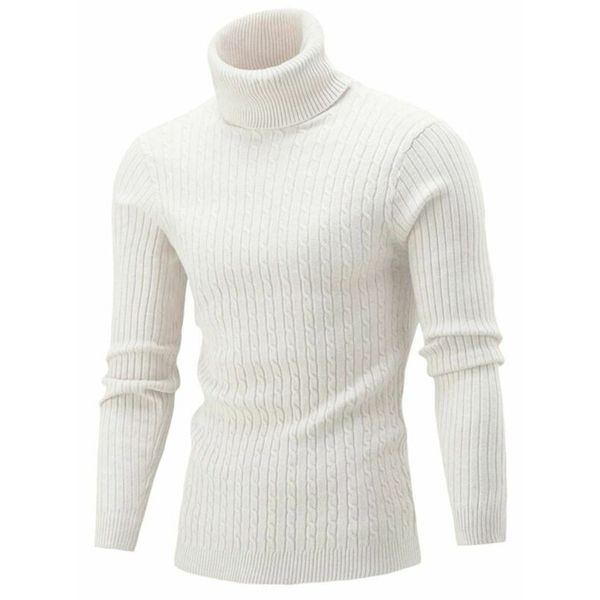 

men's high neck sweater, knitted warm, warm in autumn and winter, White;black