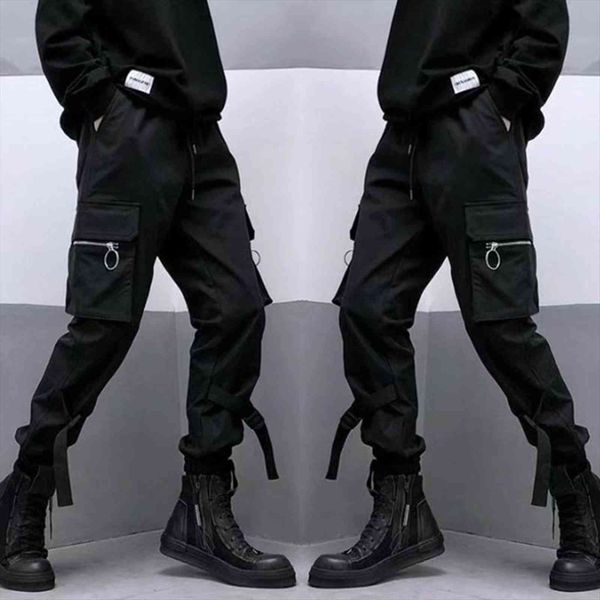 

black cotton hip hop women pants high street harajuku fashion cargo men stylish drawstring joggers sweatpants skinny
