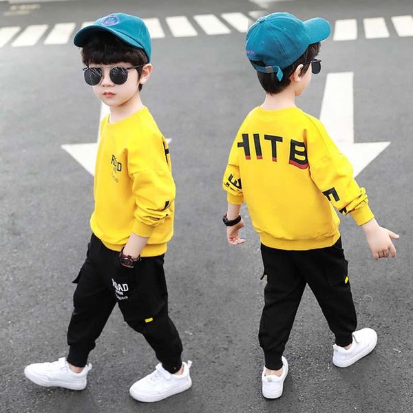 

spring autumn boy girl clothes sets cotton kids hoodie+haren pants 2 piece toddler sports children clothing, White