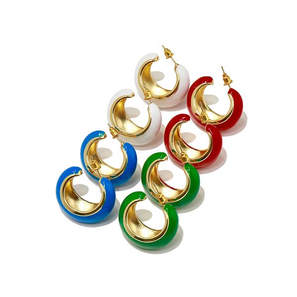 

2021 luxury designer jewelry womens fashion earrings charm gold green white red blue color franc copper keyword thanksgiving earring for sen, Golden
