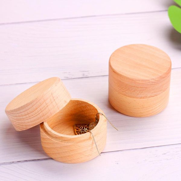 

gift wrap natural wooden round box jewelry case girls' birthday package party earring bracelets wrapping 1piece