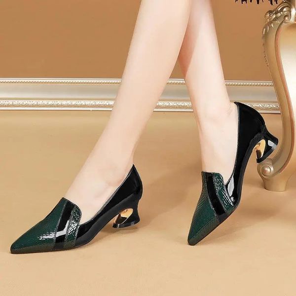 

dress shoes zapatos mujer female fashion sweet green pu leather slip on spring square heel women cool wine red comfort pumps f9200, Black