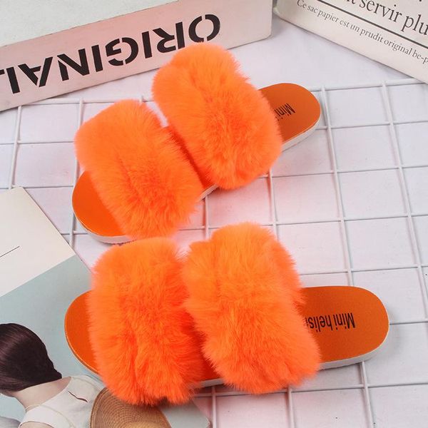 

faux fur slides women furry slippers for woman female indoor shoes fluffy plush with flip flops size 39 40, Black