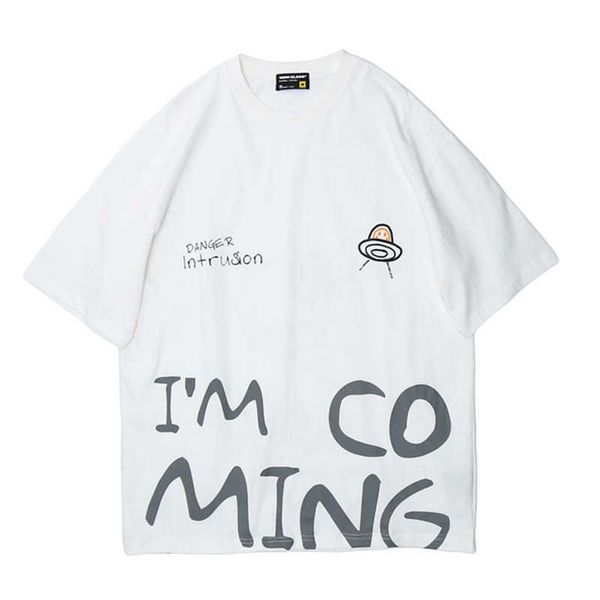 

vertical men's fashion brand letter graffiti short sleeve t-shirt men harajuku loose t-shirt oversized hip hop women 210527, White;black