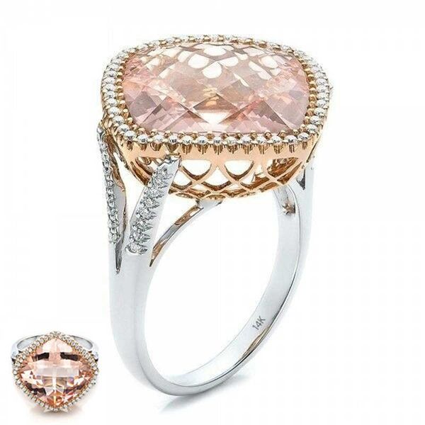 

wedding rings fashion sparkling champagne color ring morganite bridal fine engagement partyjewelry gift, Slivery;golden