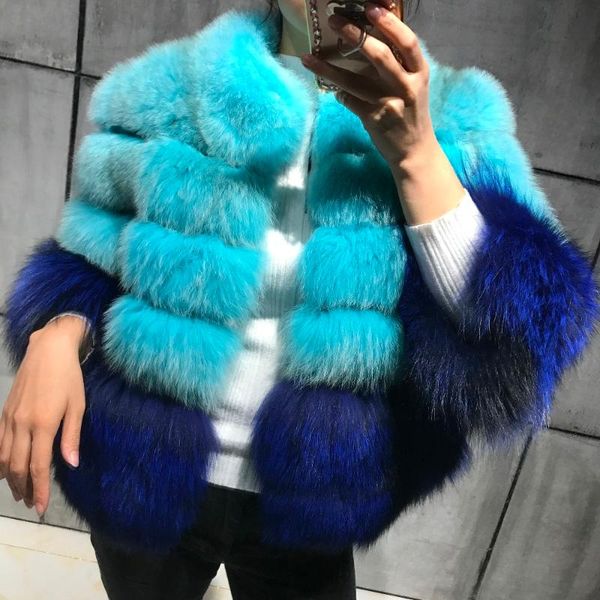 

women's fur & faux natural ladies real women coat genuine jacket, Black