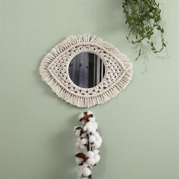 

mirrors nordic macrames hanging wall mirror boho style handmade decorative round make up for baby room bedroom home decor