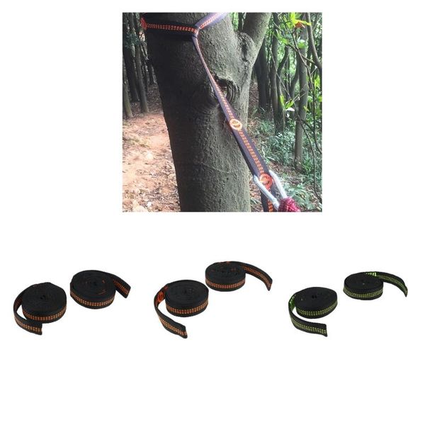 

2pcs hammock hanging tree straps 280cm nylon webbing belt 10 loops sleeping bags