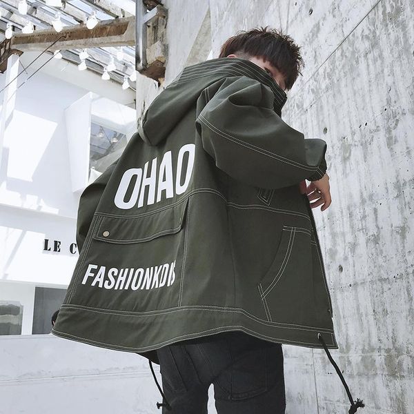 

men's jackets 2021 autumn and winter jacket fashion casual hooded multi-pocket long sleeve zipper coat plus size 3xl clothing, Black;brown