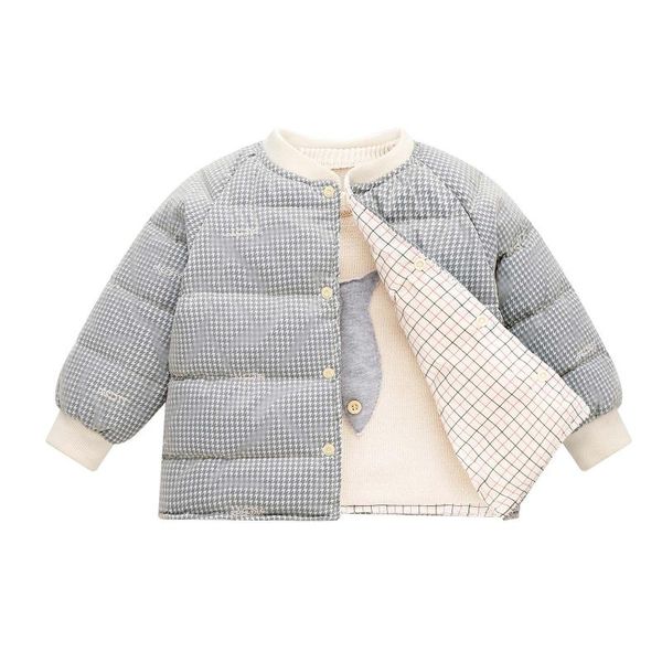 

down coat children outerwear winter baby boys girls mesh embroidery warm cotton padded jacket children's clothing, Blue;gray